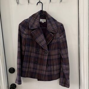 Merona Women's Purple Plaid Pea Coat